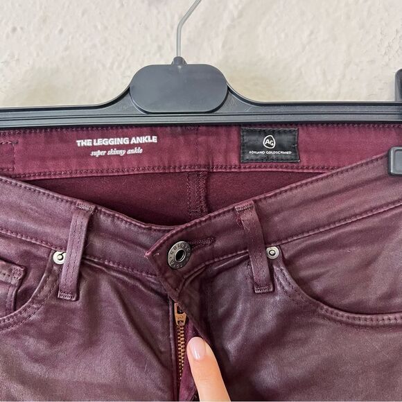 Adriano Goldschmied Burgundy Coated The Legging Ankle Skinny Pants Size 24R - Picture 5 of 9